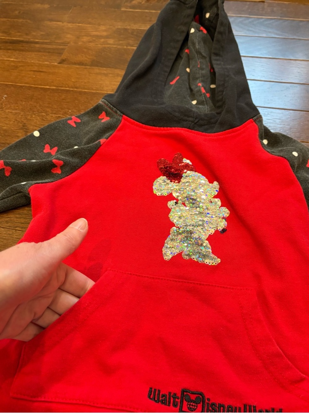 Disney World Minnie Mouse Flip Sequin Hoodie Pullover Girls Size XS - Picture 4 of 8